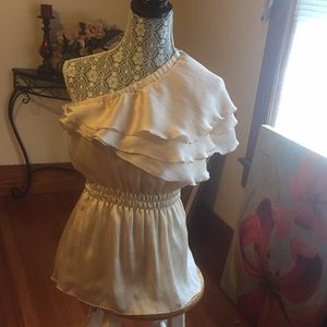 ICO cream ruffle blouse